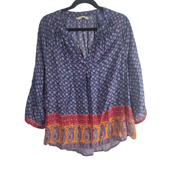 Soft Surroundings Blouse L Womens Light Weight Long Sleeve V Neck Pullover - Picture 1 of 11